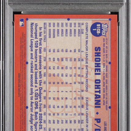 2026 Topps Chrome 1991 Topps Baseball Shohei Ohtani #91CB-1 Black Wave /10 PSA 9