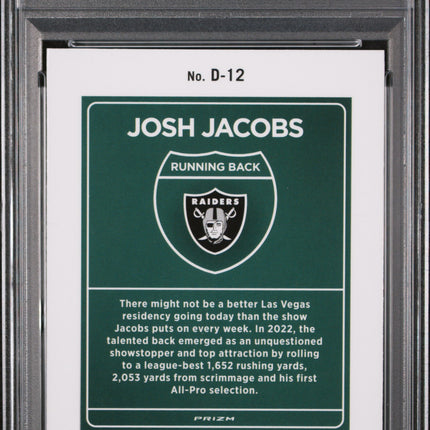 2023 Panini Donruss Optic Downtown! Josh Jacobs #D12 PSA 9