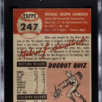 1953 Topps Mike Sandlock #247 SGC 4.5