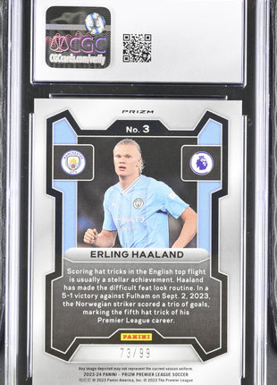 2023-24 Panini Prizm Premier League Erling Haaland #3 Breakaway Blue CGC 10