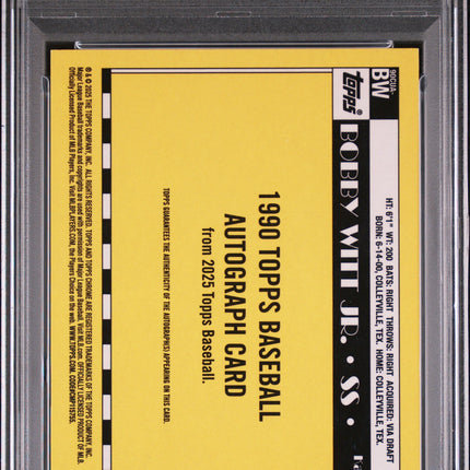 2025 Topps Chrome Update 1990 Bobby Witt #BW Black Refractor Auto 01/10 PSA 9