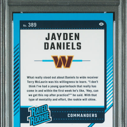 2024 Panini Donruss Jayden Daniels #389 Optic Preview Red Wave PSA 9