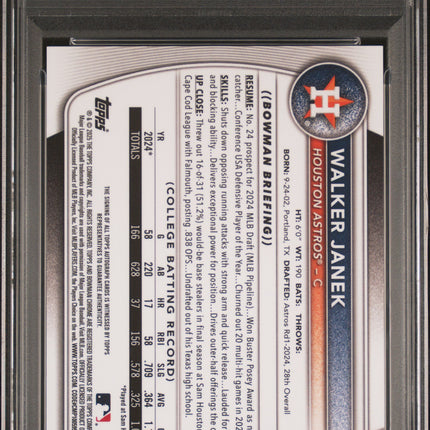 2025 Bowman Chrome Walker Janek #CPAWJA Gold Refractor 44/50 PSA 9 Auto