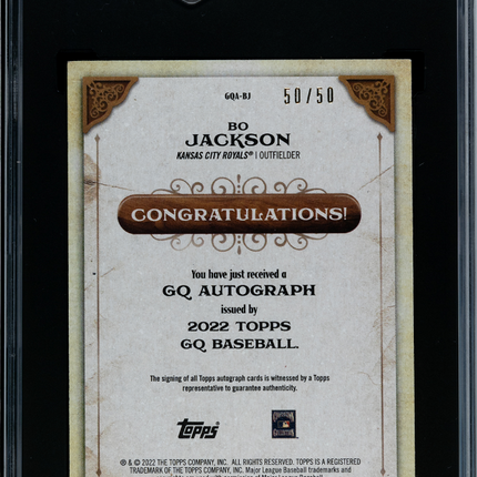 2022 Topps Gypsy Queen Bo Jackson #GQA-BJ Black & White SGC 9.5 Auto 10
