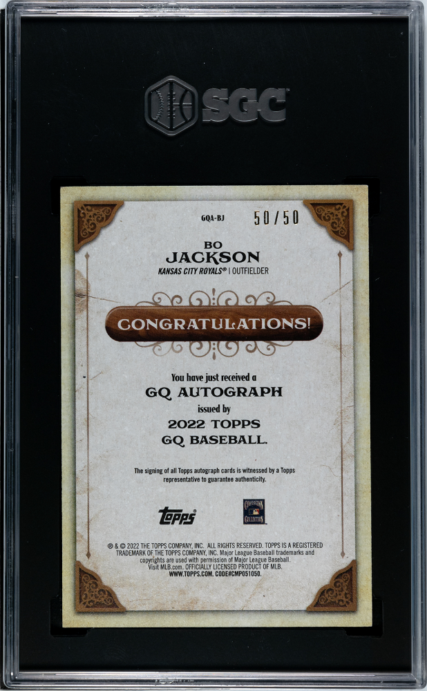 2022 Topps Gypsy Queen Bo Jackson #GQA-BJ Black & White SGC 9.5 Auto 10