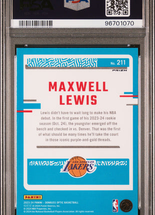 2023 Panini Donruss Optic Maxwell Lewis #211 PSA 10