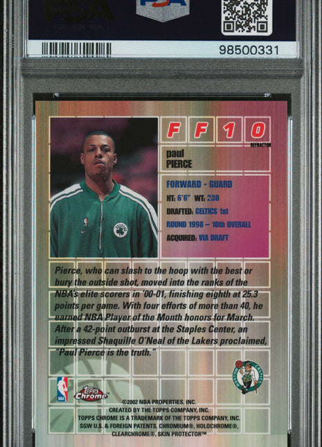 2001 Topps Chrome Fast & Furious Paul Pierce #FF10 Refractor PSA 10