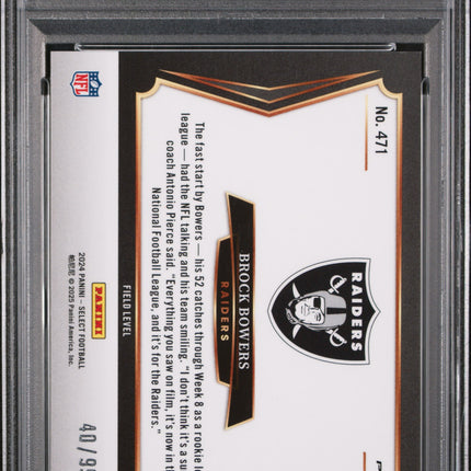 2024 Panini Select Brock Bowers #471 Tri Color Prizm /99 PSA 10