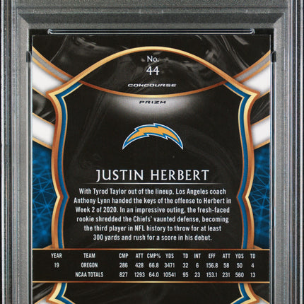 2020 Panini Select Justin Herbert #44 Silver Prizm PSA 9