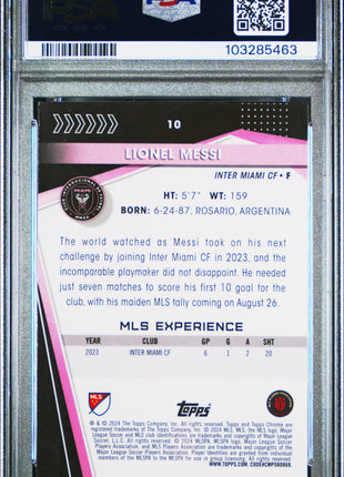 2024 Topps Chrome MLS Lionel Messi #10 Rose Gold Refractor 137/250 PSA 9