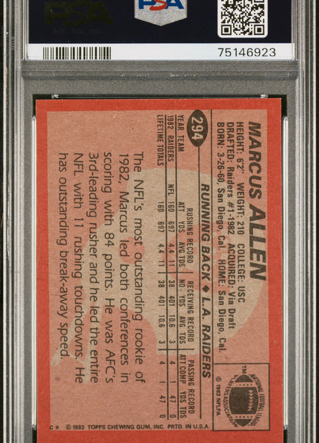 1983 Topps Marcus Allen #294 PSA 9