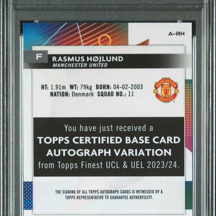 2023-24 Topps Finest UEFA Club Competitions Autographs Rasmus Hojlund #ARH PSA 9