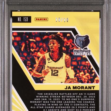 2022 Panini Flux Ja Morant #159 Gold /10 PSA 10