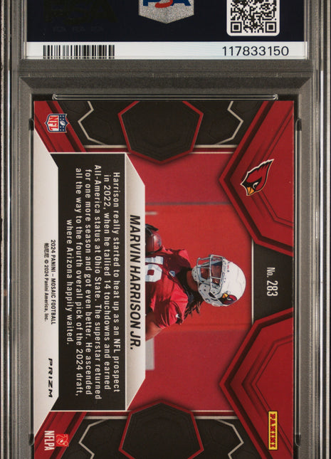 2024 Panini Mosaic Marvin Harrison JR. #283 Reactive Yellow PSA 9