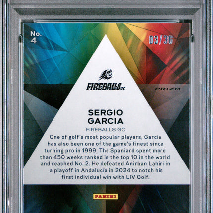 2024 Panini Prizm LIV Golf Prizmatic Sergio Garcia #4 White Mojo PSA 10