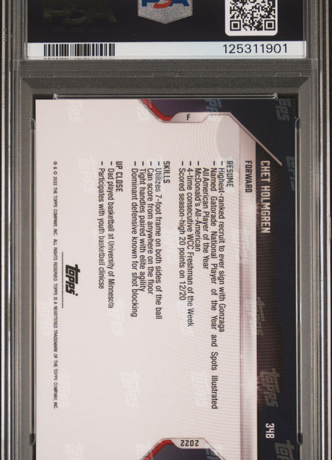 2021 Bowman Next Chet Holmgren #34B Autograph Blue 09/49 PSA 9