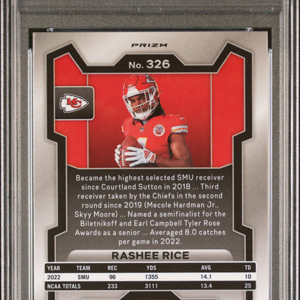 2023 Panini Prizm Rashee Rice #326 Variation No Huddle PSA 10