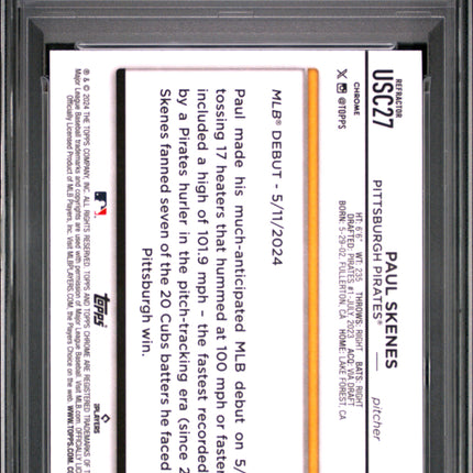 2024 Topps Chrome Update Paul Skenes #USC27 Prism Refractor PSA 10
