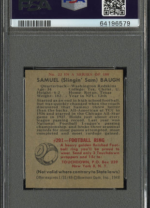 1948 Bowman Sammy Baugh #22 PSA 6