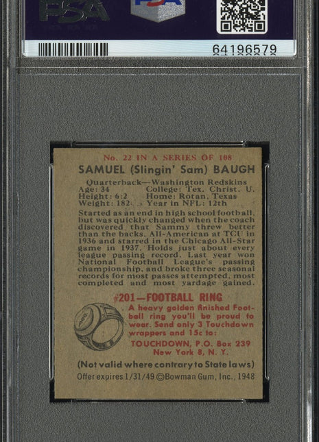1948 Bowman Sammy Baugh #22 PSA 6