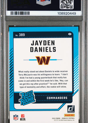 2024 Panini Donruss Jayden Daniels #389 Press Proof Red PSA 7