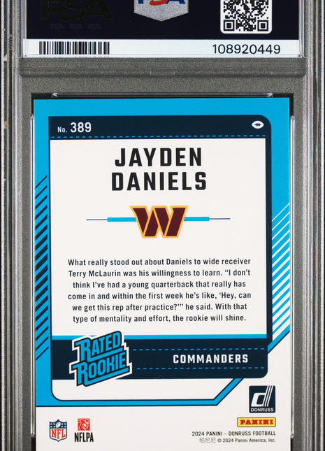 2024 Panini Donruss Jayden Daniels #389 Press Proof Red PSA 7