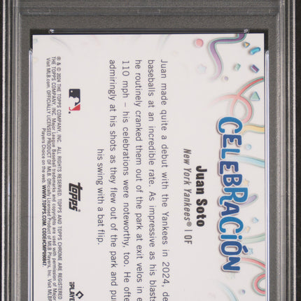2024 Topps Chrome Update Celebracion Juan Soto #10 Orange Ref 07/25 PSA 10
