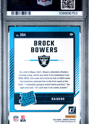 2024 Panini Donruss Brock Bowers #394 PSA 10