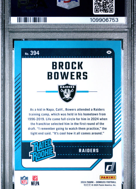 2024 Panini Donruss Brock Bowers #394 PSA 10