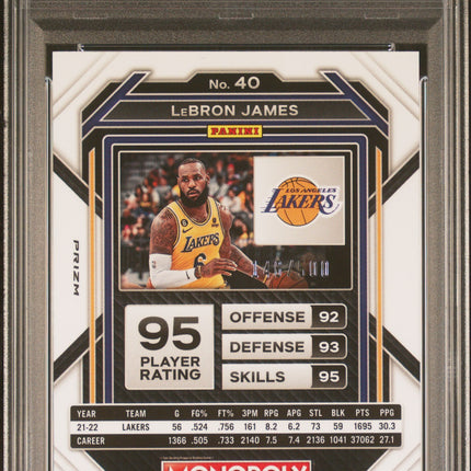 2022 Panini Prizm Monopoly LeBron James #40 Gold Money Shimmer PSA 10 /500