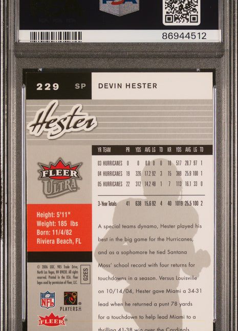 2006 Ultra Devin Hester #229 Target Exclusive PSA 10