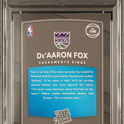 2017 Panini Donruss Optic De'aaron Fox #196 Red Yellow PSA 9