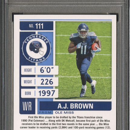 2019 Panini Contenders AJ Brown #111 Variation Auto Championship 06/10 PSA 9