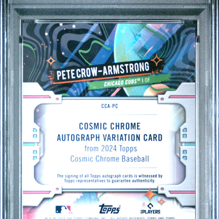 2024 Topps Cosmic Chrome Pete Crow-Armstrong Green Space Dust 11/75 PSA 9 Auto