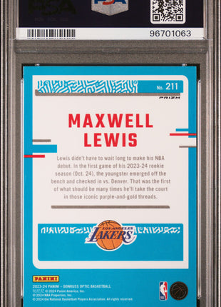2023 Panini Donruss Optic Maxwell Lewis #211 PSA 10
