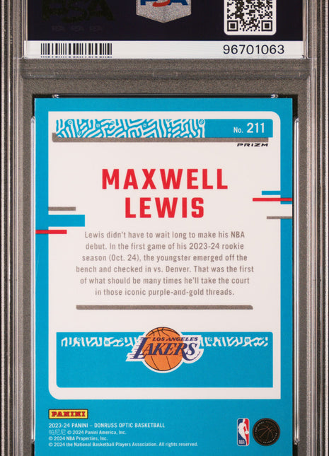 2023 Panini Donruss Optic Maxwell Lewis #211 PSA 10