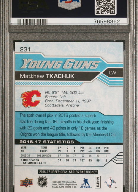 2016 Upper Deck Matthew Tkachuk #231 PSA 10