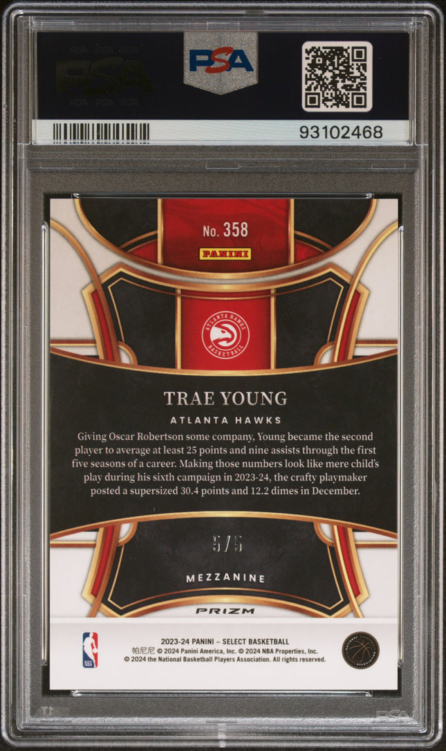 2023 Panini Select Trae Young #358 Green Prizm PSA 10