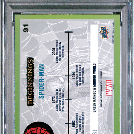 2024 UD Marvel Beginnings Vol.2 Series 2 Spider-Man #91 PSA 10 /61 Green Mirror