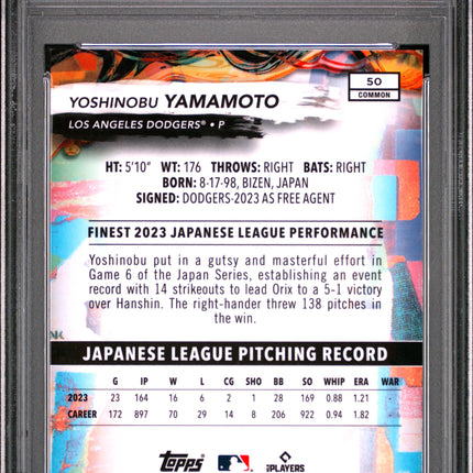 2024 Topps Finest Yoshinobu Yamamoto #50 Gold 37/50 PSA 10