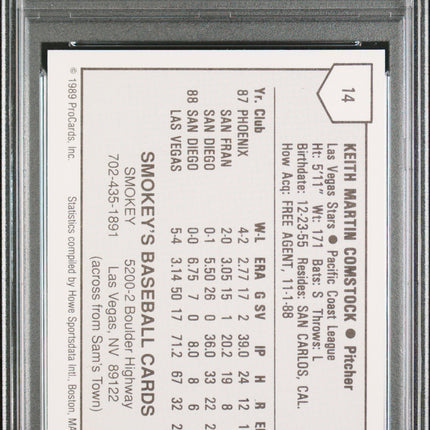 1989 Procards Keith Comstock #14 Las Vegas Stars PSA 10