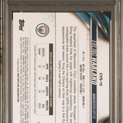 2023-24 Topps Chrome Sapphire UEFA Image Variations Erling Haaland #10 PSA 10