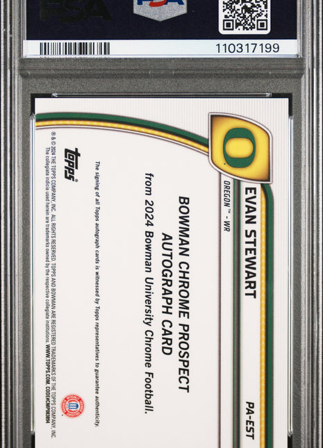 2024 Bowman University Chrome Auto Evan Stewart #PAEST Gold Shimmer PSA 10