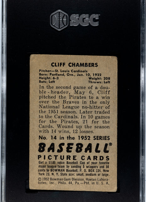 1952 Bowman Cliff Chambers #14 SGC 2.5