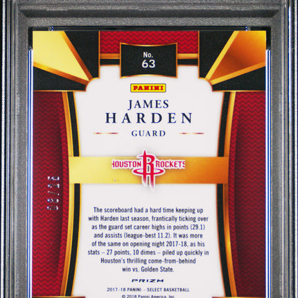 2017 Panini Select James Harden #63 Tie Dye Prizm /25 PSA 10