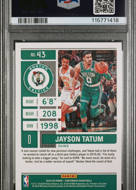 2019 Panini Contenders Jayson Tatum #43 PSA 9