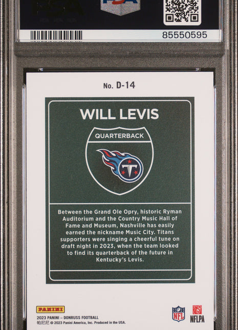 2023 Panini Donruss Downtown! Will Levis #D14 PSA 10