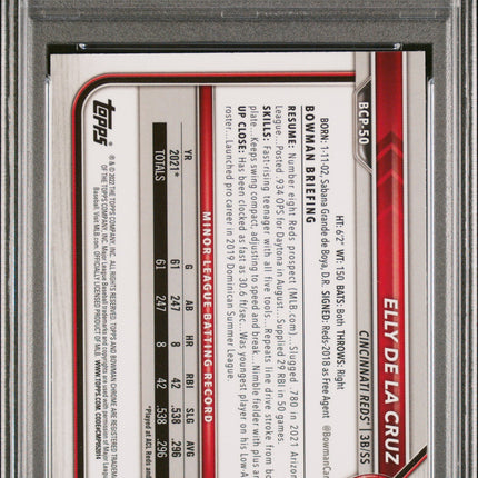 2022 Bowman Mega Box Chrome Elly De La Cruz #50 PSA 10