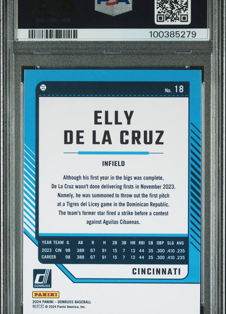 2024 Panini Donruss Elly De La Cruz #18 PSA 10