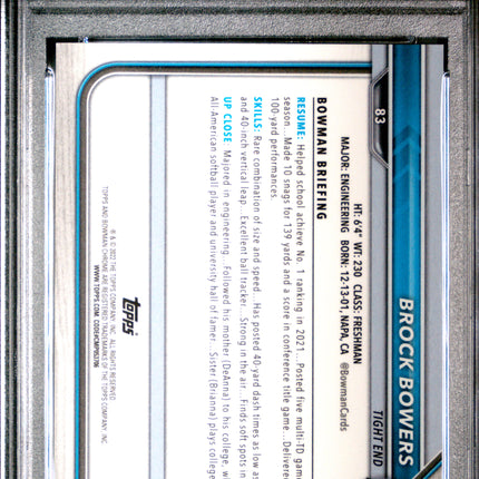 2021 Bowman University Chrome Brock Bowers #83 Green Refractor 05/99 PSA 10